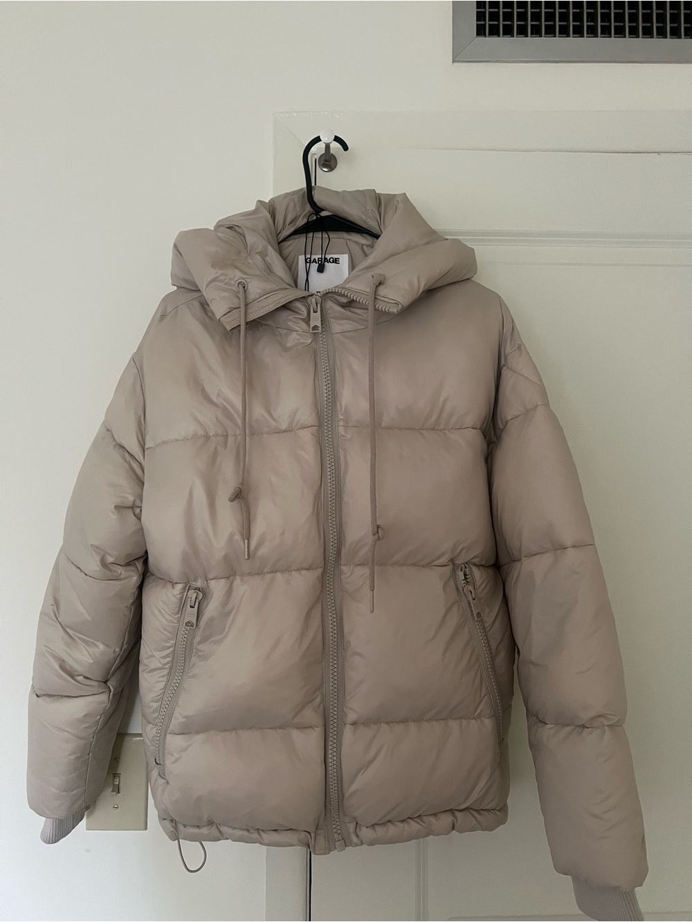 Garage Taupe Hooded Puffer Jacket